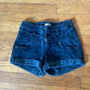 distressed black high rise jean shorts
